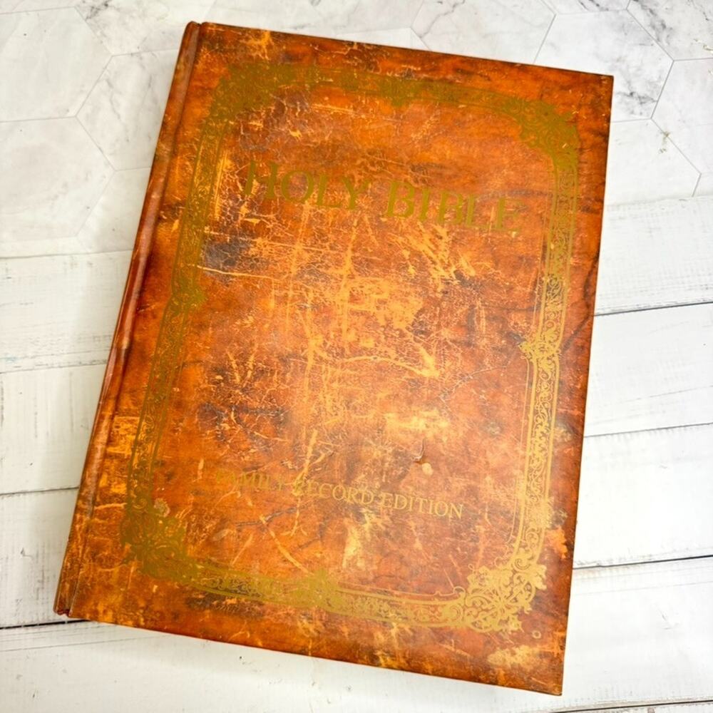 Vtg Holy Bible KJV Family Record 2004 Rust Gold Hard Cover Red Letter World Pub